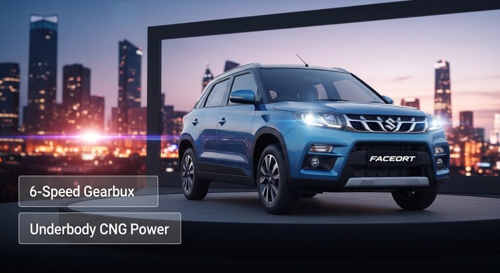 Current image: Maruti Suzuki Brezza Facelift Launch 2026: 6-Speed Gearbox and Underbody CNG Power